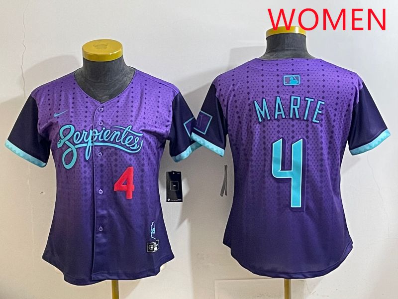 Women Arizona Diamondback #4 Marte Purple Joint Name 2025 Nike MLB Jersey style 34